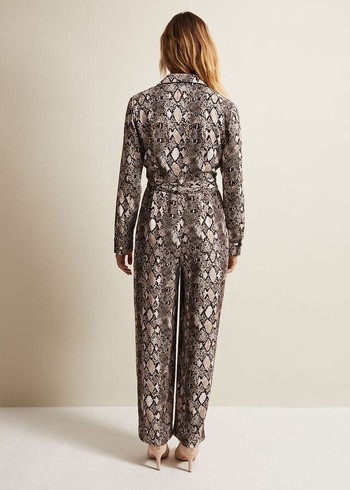 Phase Eight Snake Constance Jumpsuit Brown USA | 1489602-UH